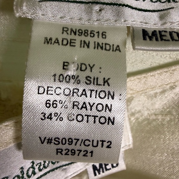 Coldwater Creek Ivory Silk Embroidered Jacket & Tank M Boho Cottagecore Artisan - Picture 5 of 7